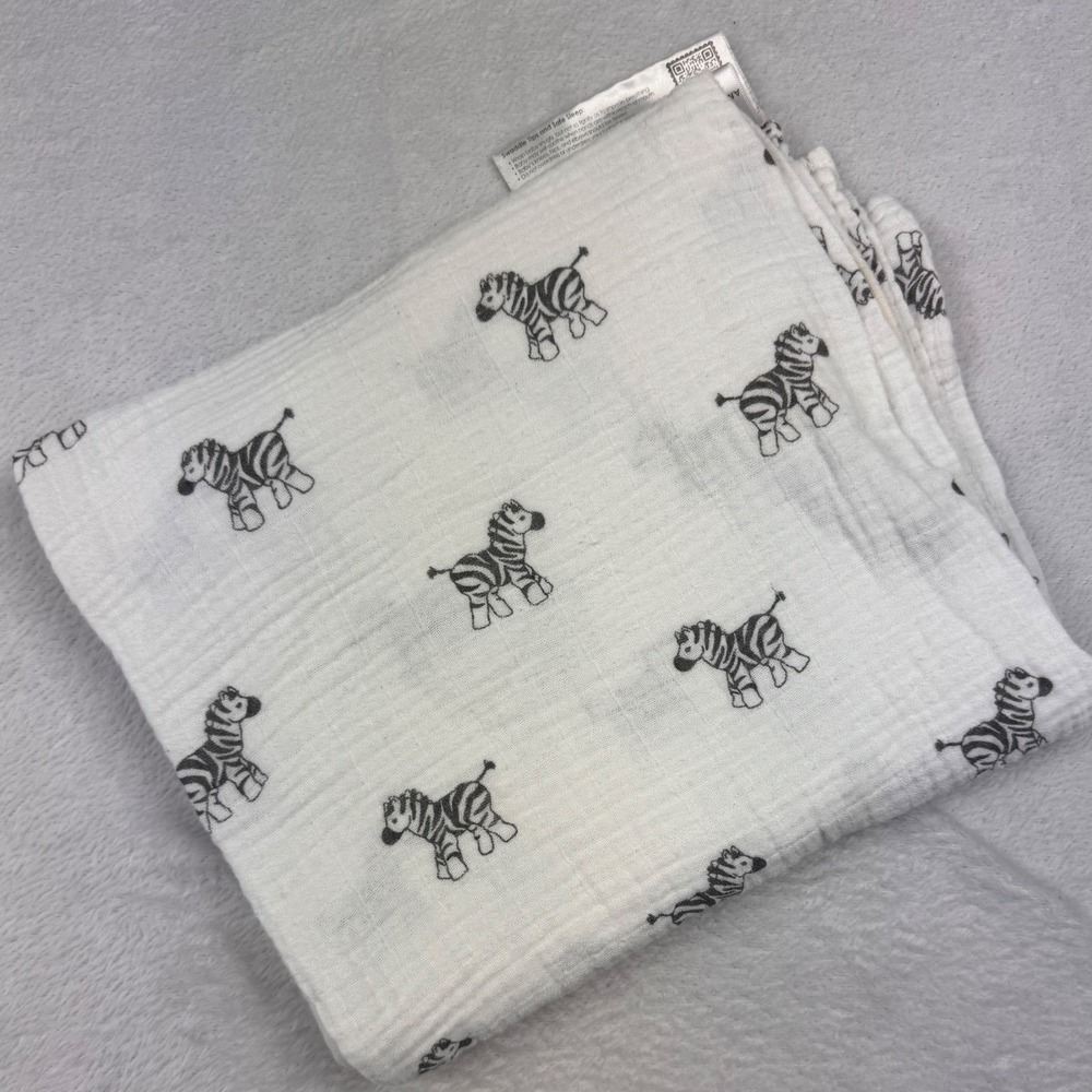 Amazing Baby SwaddleDesigns Cotton Muslin Zebra Swaddle Blanket White Black